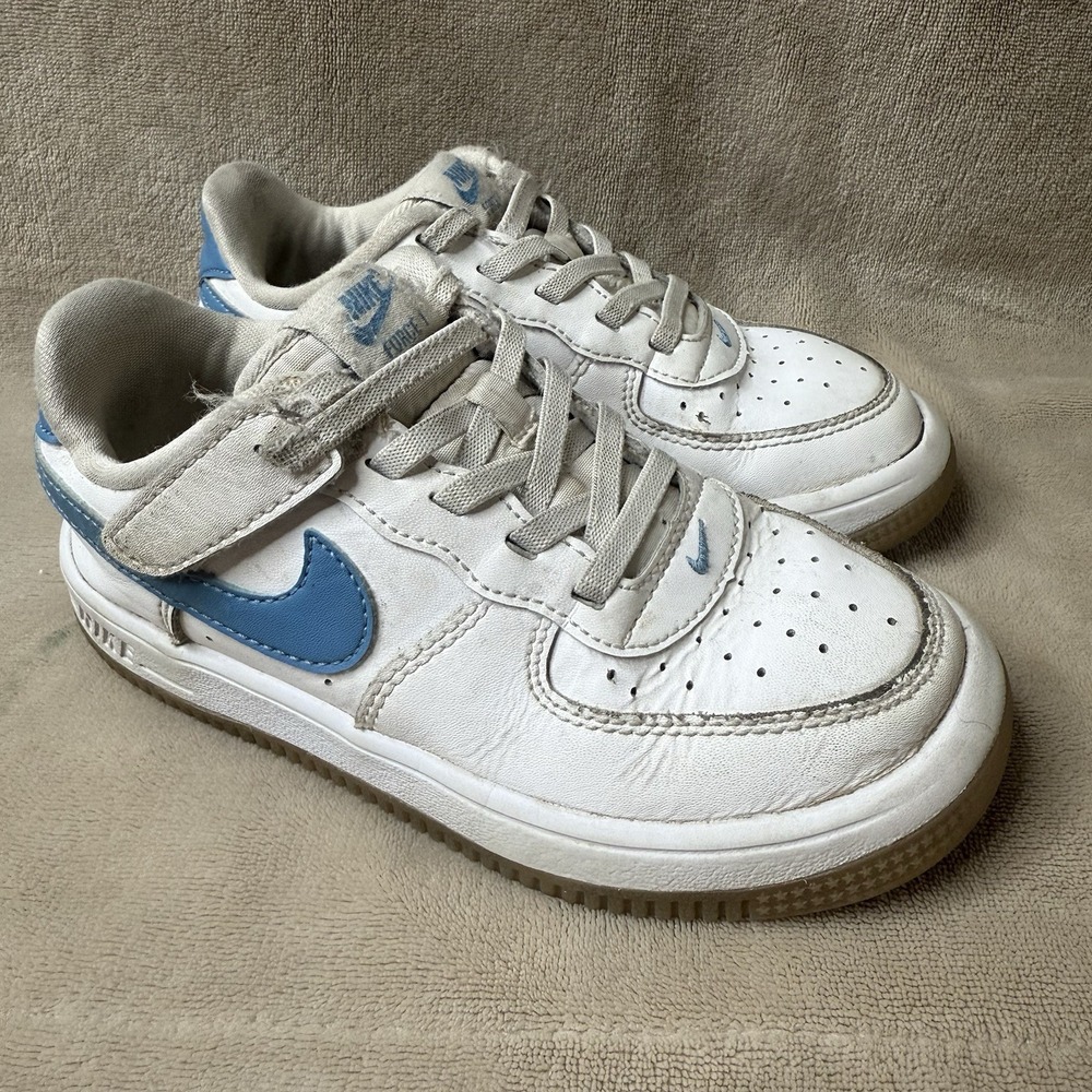 Nike Boys Sz 12 C Force 1 Low EasyOn Little Kid's  Childs White Aquarius Blue
